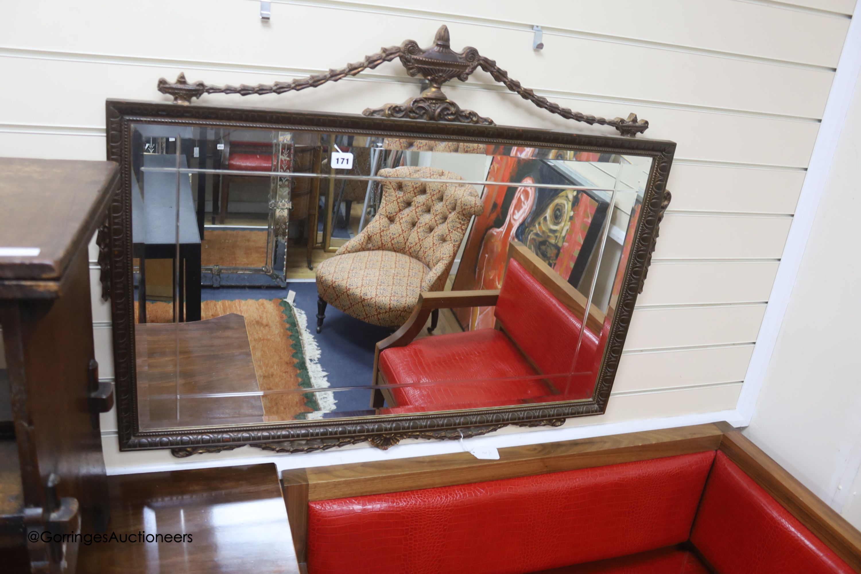 An early 20th century Adam style wall mirror, width 98cm, height 76cm